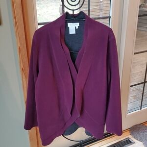 Great Cavalier Purple Draped Layered Look Snap Closure Sz L Fleece Cardigan NWOT
